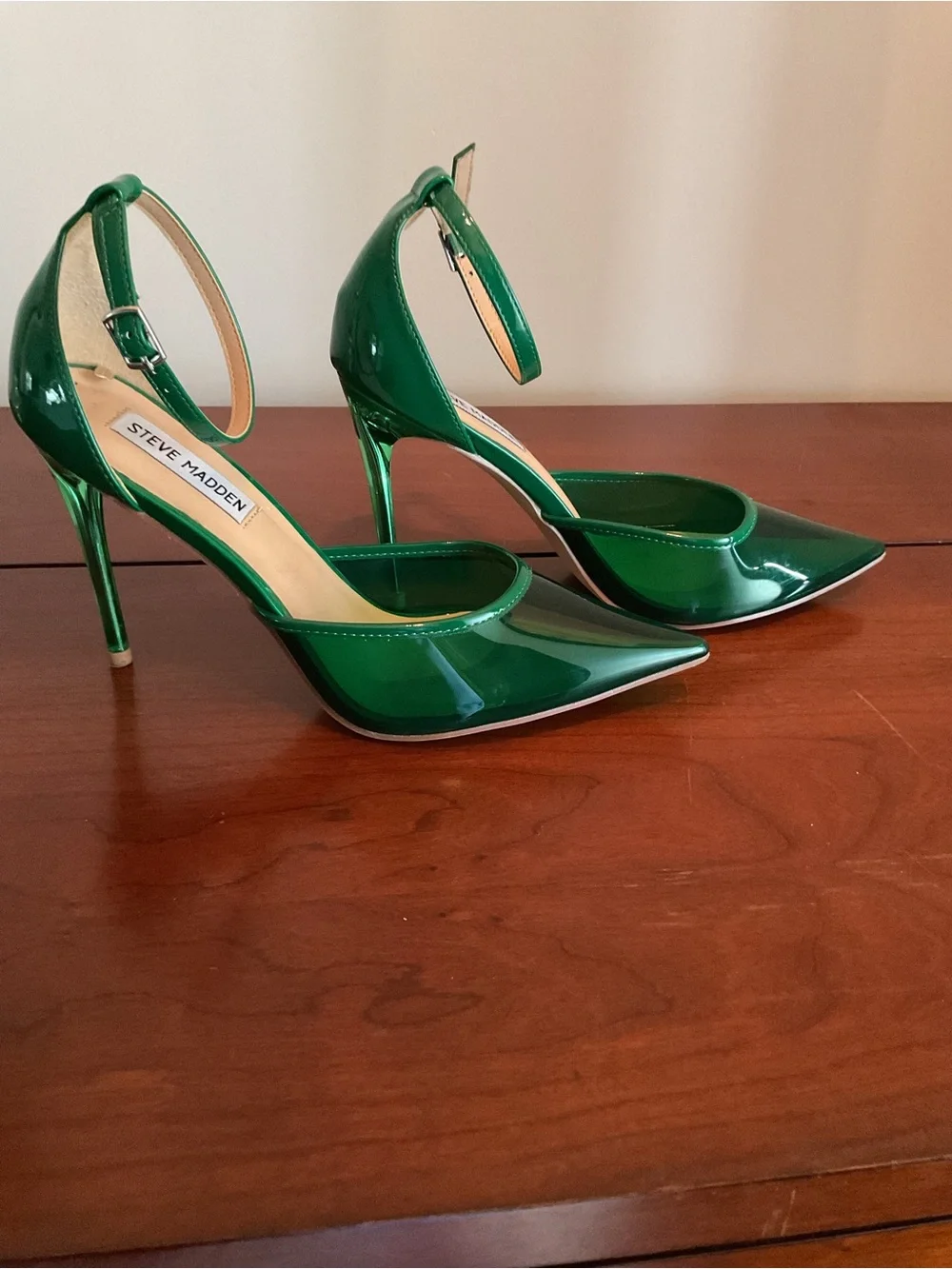 Steve Madden Emerald Patent Pointed-Toe Ankle-Strap Heels